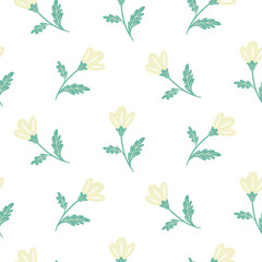 Seamless pattern of hand drawn of fresh, garden on isolated background. Design for mother’s day, Easter, springtime and summertime celebration, scrapbooking, textile, home decor, paper craft.