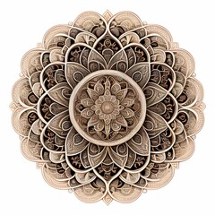 Zelfklevend Behangcirkel Flower mandala pattern. Generative AI.