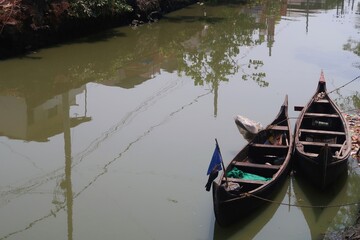 Fototapeta na wymiar two fishing boat on the river