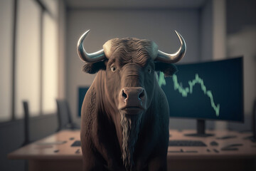Sad Bull Struggles in a Market and can do nothing against the Bears. Generative AI