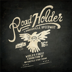 motorcycle illustration and type for print