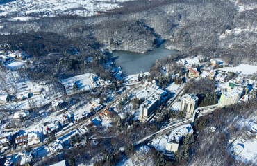 Obraz premium Sovata resort - Romania seen from above in winter