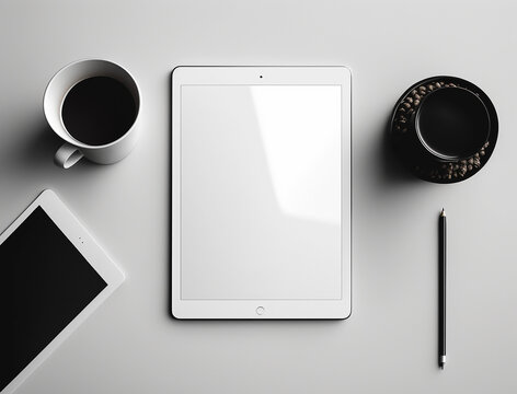 Minimalist Blank iPad Tablet Mockup Created with Generative AI
