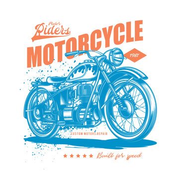 Original vector illustration in retro style. American motorcycle custom made. T-shirt Design