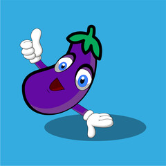 eggplant dance floor of cartoon character with smile face vector illustration
