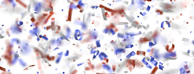 Confetti - Festive background with confetti in the shape of Confetti in the color of the American flag. US independence day.