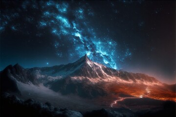 Fototapeta na wymiar view of a mountain with stars in the sky