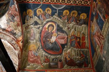 Agios Nikolais tis Stegis Byzantine church. Ceiling fresco. Cyprus.