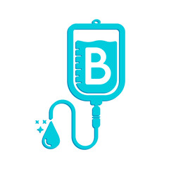 Vitamin B drip saline bag icon blue form simple line. Vitamins iv saline solution isolated on white background. Medical symbol concept. Design for use web app mobile, print media. Vector EPS10.