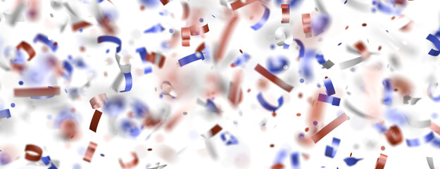 Confetti - Festive background with confetti in the shape of Confetti in the color of the American flag.