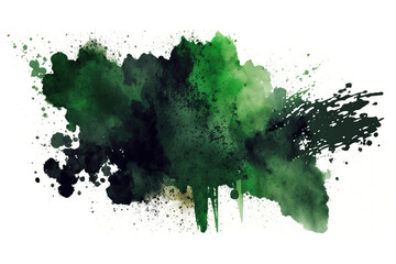 Dark Green Watercolor Paint Powder Splat Explosive blob drip splodge spot Mark With an Explosion of Color, Movement and Artistic Flair Illustration Fun, Expressive