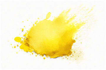 Naklejka na ściany i meble An Illustration of a Fun, Expressive Yellow Watercolor Paint Mark With an Explosion of Color, Movement and Artistic Flair, generative ai