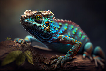 Beautiful photo lizard, natural background. Generative AI technology