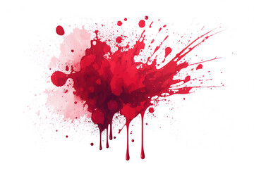Red Watercolor Paint Powder Splat Explosive blob drip splodge spot Mark With an Explosion of Color, Movement and Artistic Flair Illustration Fun, Expressive
