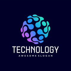 Technology Logo Template Design Vector, Emblem, Design Concept, Creative Symbol or Icon