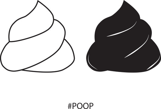 Icono vector de cacas blancas y negras.