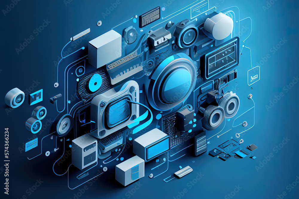 Poster information technology concept with infographic elements. generative ai