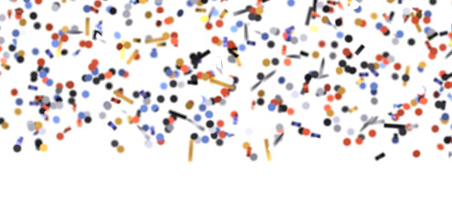  Colorful assorted confetti with serpentine on white