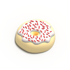 Glazed Donut 3d rendered realistic design set of elements. Sweet food, donuts with sprinkle. 3d Render illustration isolated on white background with alpha channel.