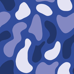 Fototapeta na wymiar Spots seamless pattern on blue background. Vector illustration in flat style.