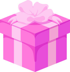 Pink gift box and pink ribbon,holiday surprise box.Realistic vector for present,Valentine gives, birthday,banners,gift boxes set with ribbon bow isolated on a white background.