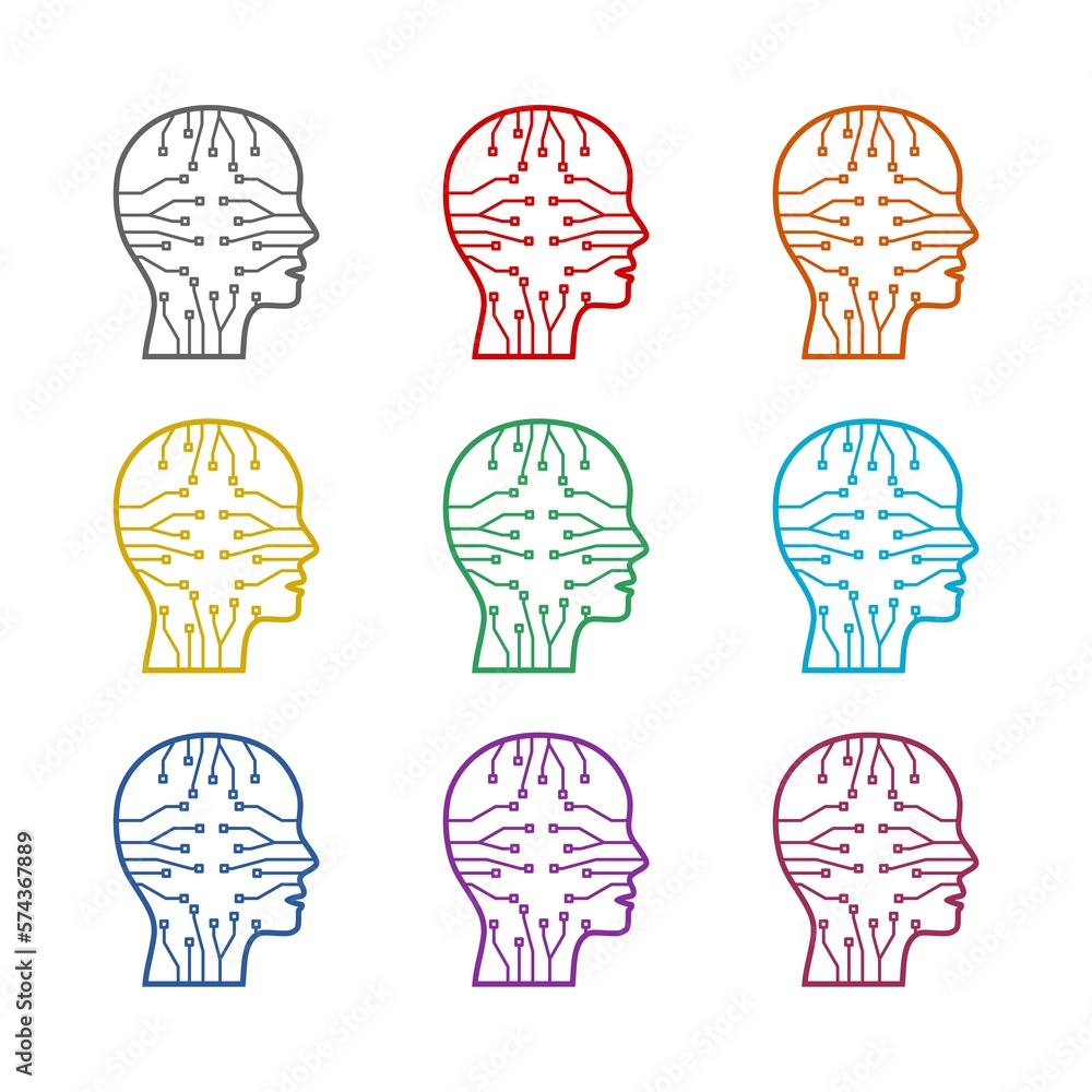Poster artificial intelligence icon isolated on white background. set icons colorful
