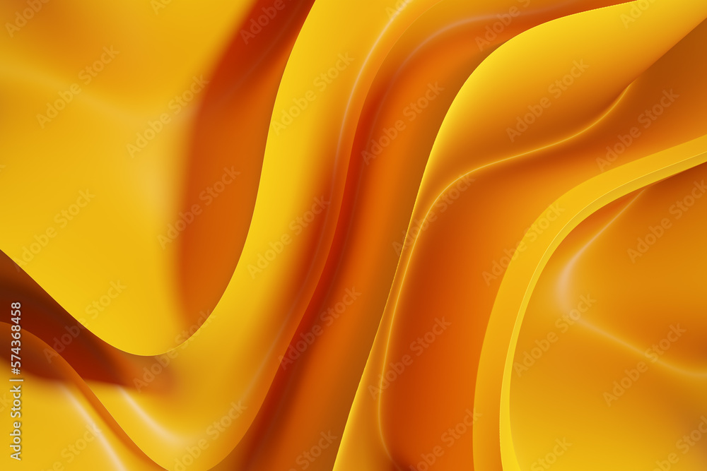 Poster dynamic fluid waves. liquid curve shape. abstract yellow background. 3d rendering