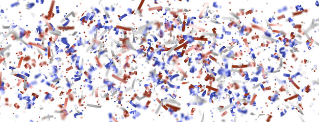 Confetti - White banner with colorful Confetti.