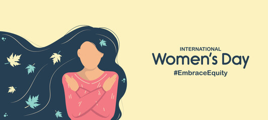 International Women's Day banner. Justice Day #EmbraceEquity.