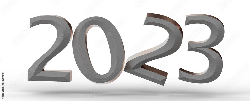 Poster Year as Number - Typography design of 2023 with 3d style design