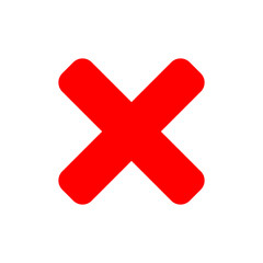 Red X Cross No Sign Wrong or Rejected or Decline or Error Icon. Vector Image.