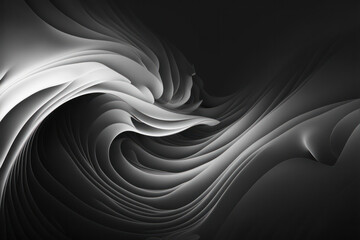 Minimalistic background in Black and white - Waves and Mountains - Generative AI