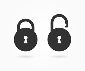Lock and unlock icon vector. Padlock icon set