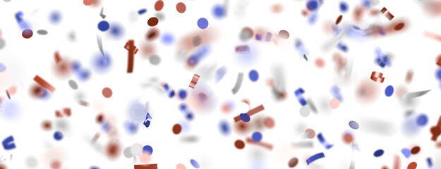Confetti - Festive background with confetti in the shape of Confetti in the color of the American flag. US independence day.