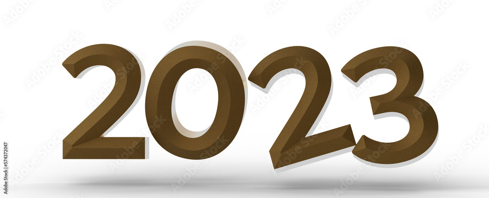 Poster Year as Number - Typography design of 2023 with 3d style