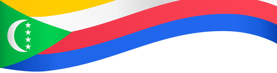 Comoros flag wave isolated on png or transparent background