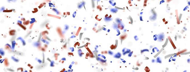 Confetti - White banner with colorful Confetti.