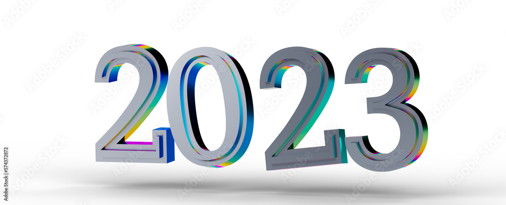 Poster Year as Number - Typography design of 2023 with 3d style