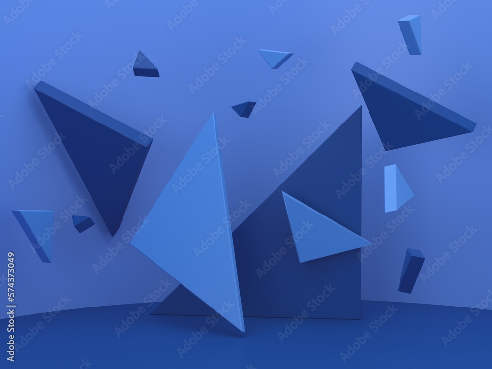 Poster minimal scene with podium and abstract background. blue winter colors scene. geometric shape. minima