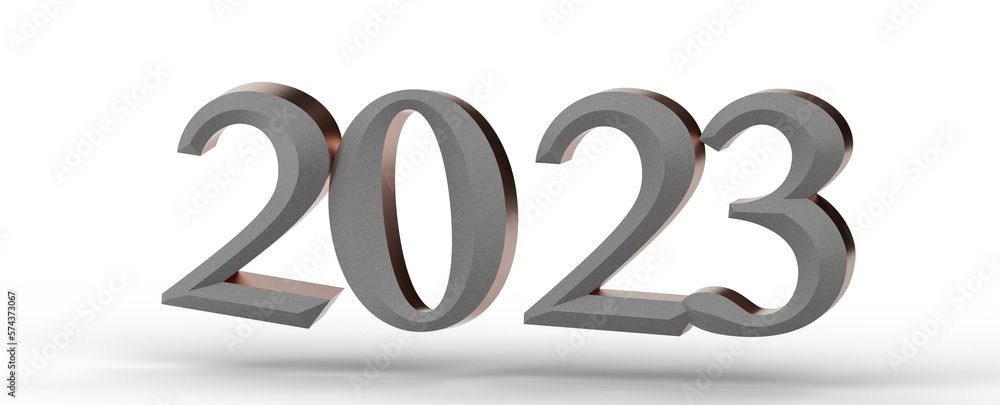 Poster year as number - typography design of 2023 with 3d style