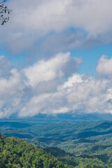 Obraz premium Landscape view and layers mountain at rural area chiangmai
