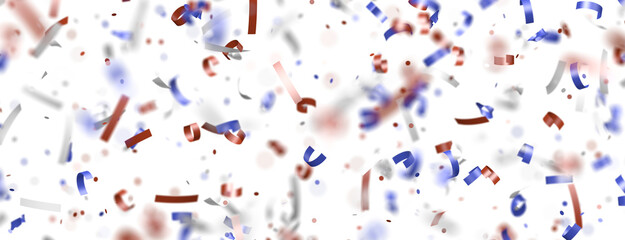 Confetti - Festive background with confetti in the shape of Confetti in the color of the American flag. US independence day.