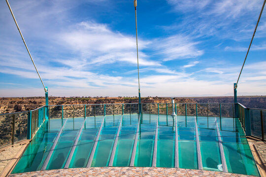 Ulubey Canyon from the glass terrace. Ulubey Canyon is the second longest canyon in the world. Ulubey, Usak, Turkey. Turkish name; Ulubey Kanyonu Cam Teras