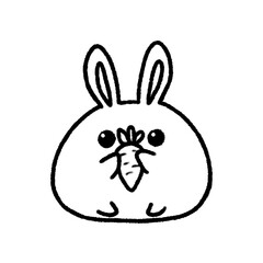 Hand-drawn Cute rabbit with carrot in doodle style	