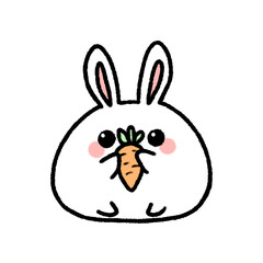 Hand-drawn Cute rabbit with carrot in doodle style	