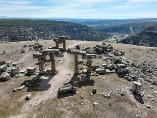 Blaundus - Blaundeon ancient city Sulumenli, Usak,Turkey. Aerial view with drone.