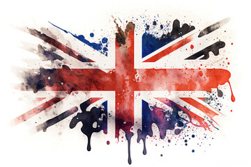 UK Flag Expressive Watercolor Painted With an Explosion of Color, Movement and Artistic Flair