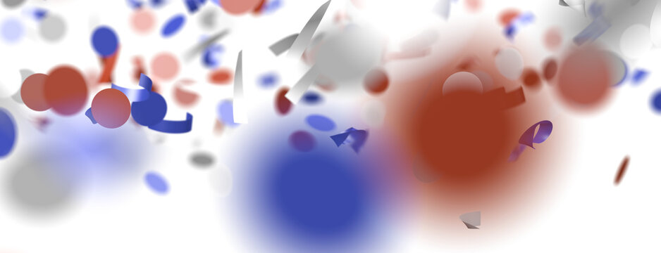 Confetti - Red white blue shiny confetti Confetti on white background, isolate, tricolor concept,