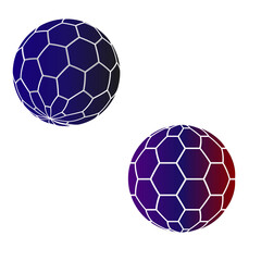 Fototapeta premium Ball or sphere with a gradient coating in the form of hexagonal cells. 3D sphere mesh grid, globe or ball in circle net wire, vector digital earth. 