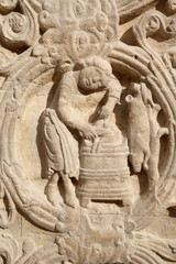 Saint Denis basilica. Central portal. Agricultural calendar.  France.